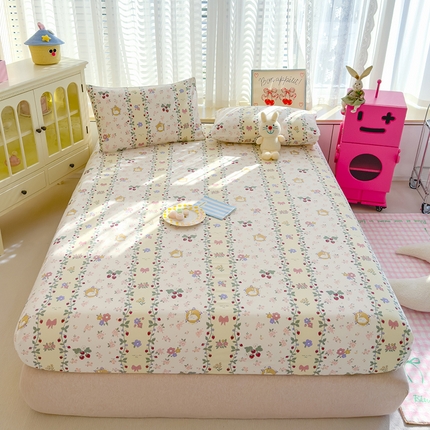 91家纺网 家纺一手货源 找家纺 宏源家纺 2024新款A类高克重超柔水洗云朵棉单床笠 奶味圆饼