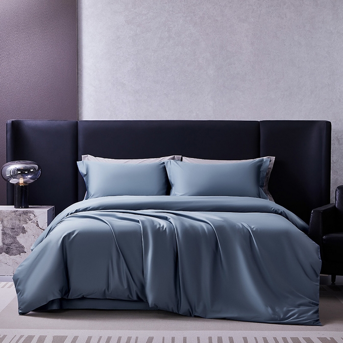 91家纺网 家纺一手货源 找家纺 轩和家居 2024新款70S长绒棉被套 珐琅蓝