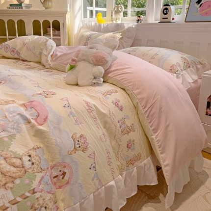 罗亿家纺 2025新款洛丽塔云朵棉花边四件套场景一（提供买家秀） 熊熊小屋