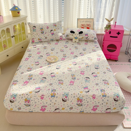 91家纺网 家纺一手货源 找家纺 宏源家纺 2024新款A类高克重超柔水洗云朵棉单床笠 纯酷小新