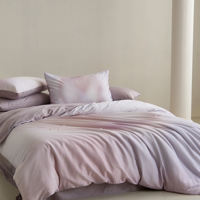 91家纺网 家纺一手货源 找家纺 赫帛 2024新款60s数码印花天丝棉磨毛四件套-极光 极光-粉紫色