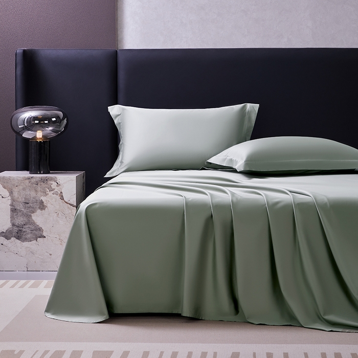 91家纺网 家纺一手货源 找家纺 轩和家居 2024新款70S长绒棉被套 迷雾绿