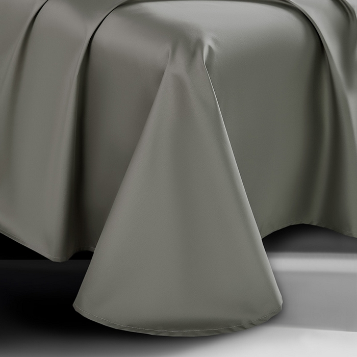 91家纺网 家纺一手货源 找家纺 轩和家居 2024新款70S长绒棉单床单 锦缎灰