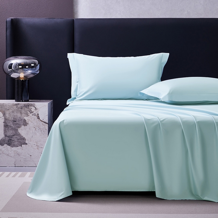 91家纺网 家纺一手货源 找家纺 轩和家居 2024新款70S长绒棉被套 天青蓝