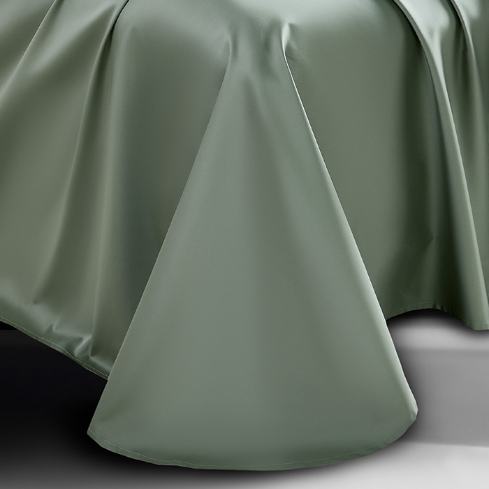 91家纺网 家纺一手货源 找家纺 轩和家居 2024新款70S长绒棉单床单 迷雾绿