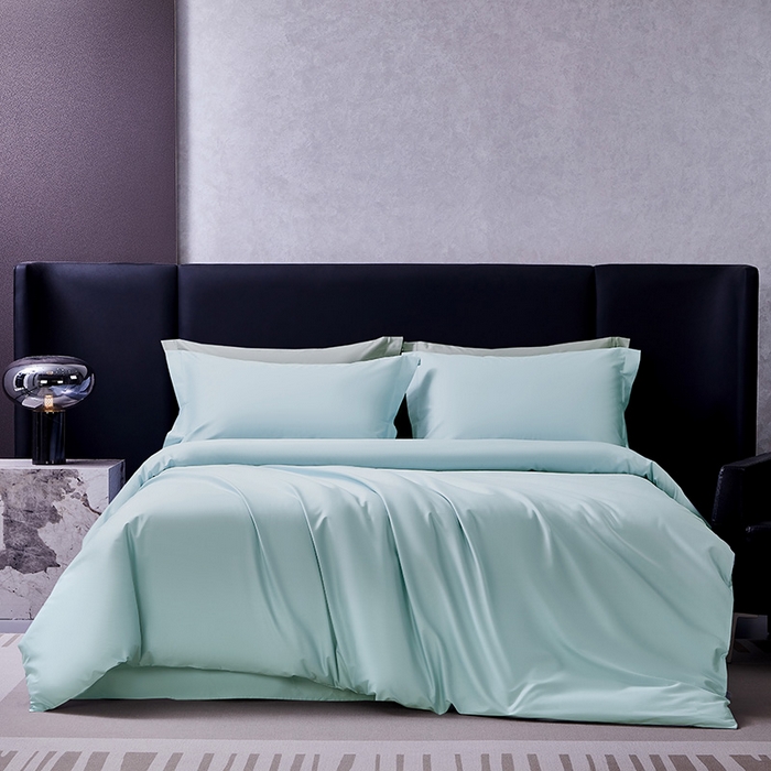 91家纺网 家纺一手货源 找家纺 轩和家居 2024新款70S长绒棉被套 天青蓝