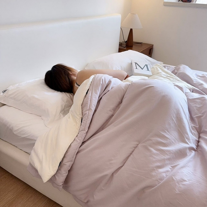 91家纺网 家纺一手货源 找家纺 兜米家居 2025新款深睡亚朵星球同款双层控温被被芯pro被春夏子母被芯 雾凇粉