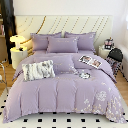 梧桐家居 2024新款140克锦棉四件套-花语 花语-浅紫