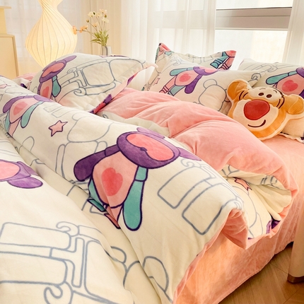 91家纺网 家纺一手货源 找家纺 （总）权瑾家纺 小清新牛奶绒四件套