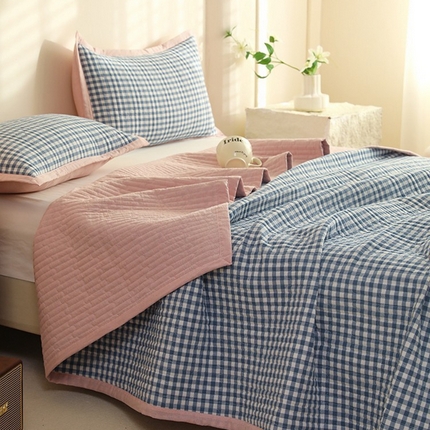 91家纺网 家纺一手货源 找家纺 （总）棉小二 2024新款双面全棉色织水洗棉床盖三四件套