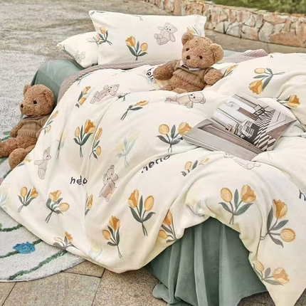 91家纺网 家纺一手货源 找家纺 （总）未来家居 2024新款绣花高克重臻棉绒四件套