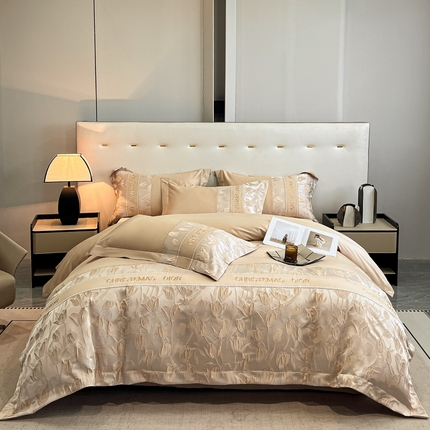 91家纺网 家纺一手货源 找家纺 （总）博纳家纺 2024新款亲肤棉立体浮雕工艺款绣花四件套--郁金香