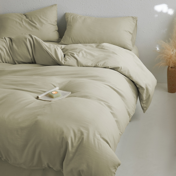 91家纺网 家纺一手货源 找家纺 沃朴家居 2024新款亲肤水洗棉四件套暖灰