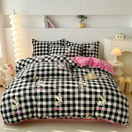 91家纺网 家纺一手货源 找家纺 （总）添越 2024小清新韩版蕾丝花边纯棉夹棉床盖三件套全棉