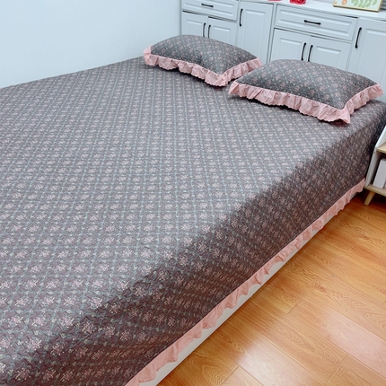 暖居 2024新款纯棉绗缝夹棉榻榻米支持定制防滑全棉印花小碎花农村大炕盖三件套系列 知画