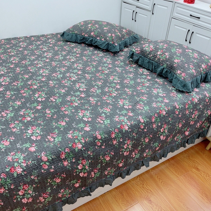 91家纺网 家纺一手货源 找家纺 暖居 2024新款纯棉绗缝夹棉榻榻米支持定制防滑全棉印花小碎花农村大炕盖三件套系列 中国美