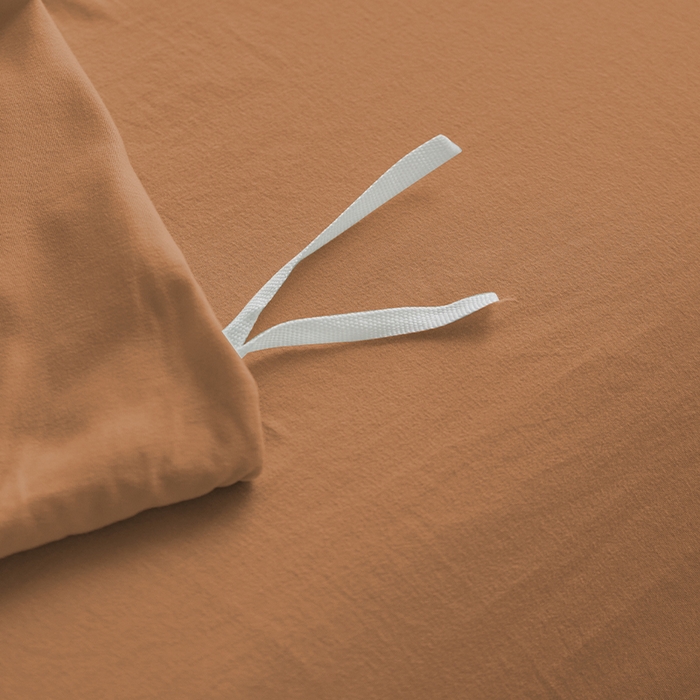 91家纺网 家纺一手货源 找家纺 沃朴家居 2024新款亲肤水洗棉四件套莫兰迪橙