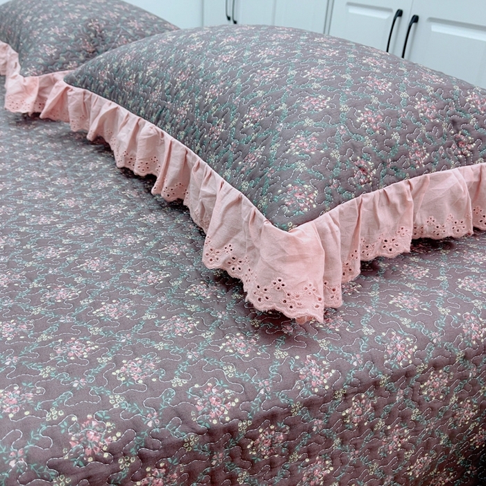 91家纺网 家纺一手货源 找家纺 暖居 2024新款纯棉绗缝夹棉榻榻米支持定制防滑全棉印花小碎花农村大炕盖三件套系列 知画