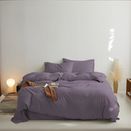 91家纺网 家纺一手货源 找家纺 沃朴家居 2024新款亲肤水洗棉四件套茱萸紫（深）