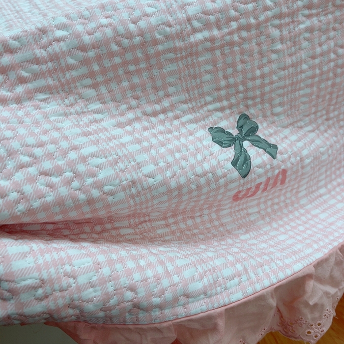 91家纺网 家纺一手货源 找家纺 暖居 2024新款纯棉绗缝夹棉榻榻米支持定制防滑全棉印花小碎花农村大炕盖三件套系列 蝴蝶结粉色