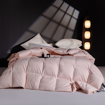 华盛羽绒被 2024新款全棉提花羽绒被鹅绒被跑量款大朵羽毛被 南西粉