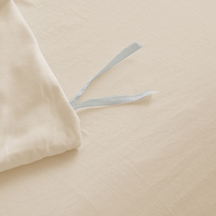 91家纺网 家纺一手货源 找家纺 沃朴家居 2024新款亲肤水洗棉四件套米白