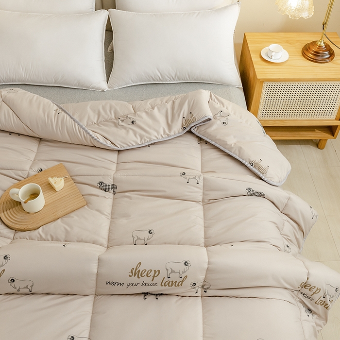 91家纺网 家纺一手货源 找家纺 2025新款亲肤舒适精品澳洲羊毛被冬被被子被芯 羊毛被高级咖