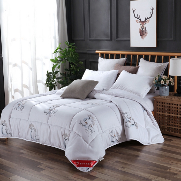 91家纺网 家纺一手货源 找家纺 2025新款亲肤舒适精品澳洲羊毛被冬被被子被芯羊毛被优雅白