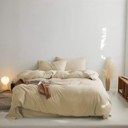 91家纺网 家纺一手货源 找家纺 沃朴家居 2024新款亲肤水洗棉四件套太妃色