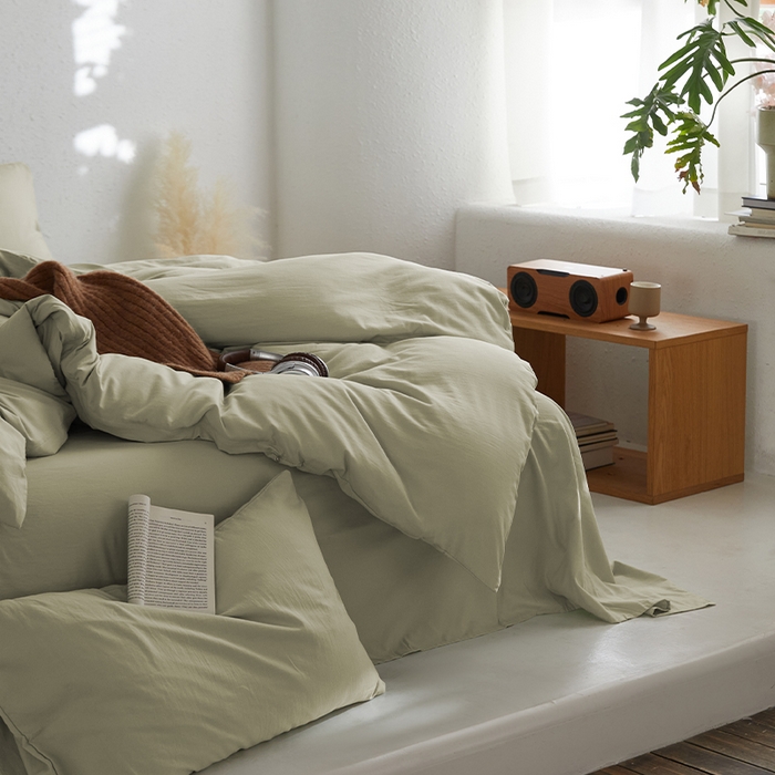 91家纺网 家纺一手货源 找家纺 沃朴家居 2024新款亲肤水洗棉四件套暖灰