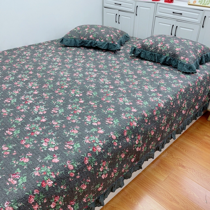 91家纺网 家纺一手货源 找家纺 暖居 2024新款纯棉绗缝夹棉榻榻米支持定制防滑全棉印花小碎花农村大炕盖三件套系列 中国美