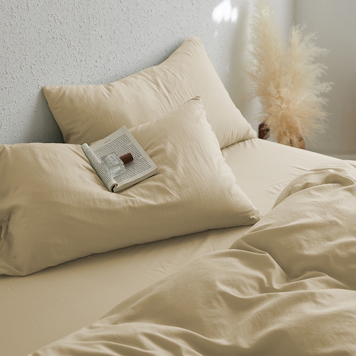 91家纺网 家纺一手货源 找家纺 沃朴家居 2024新款亲肤水洗棉四件套太妃色