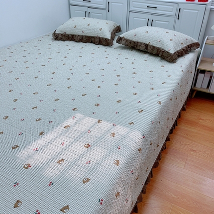 91家纺网 家纺一手货源 找家纺 （总）暖居 2025新款纯棉绗缝夹棉榻榻米支持定制防滑全棉印花小碎花农村大炕盖三件套系列