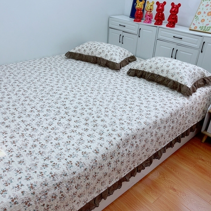 暖居 2024新款纯棉绗缝夹棉榻榻米支持定制防滑全棉印花小碎花农村大炕盖三件套系列 墨尔本