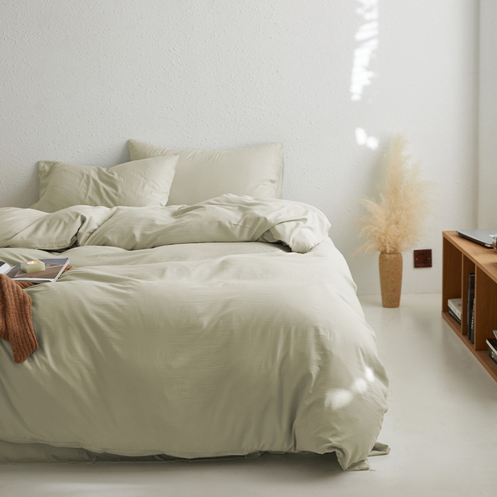 91家纺网 家纺一手货源 找家纺 沃朴家居 2024新款亲肤水洗棉四件套暖灰