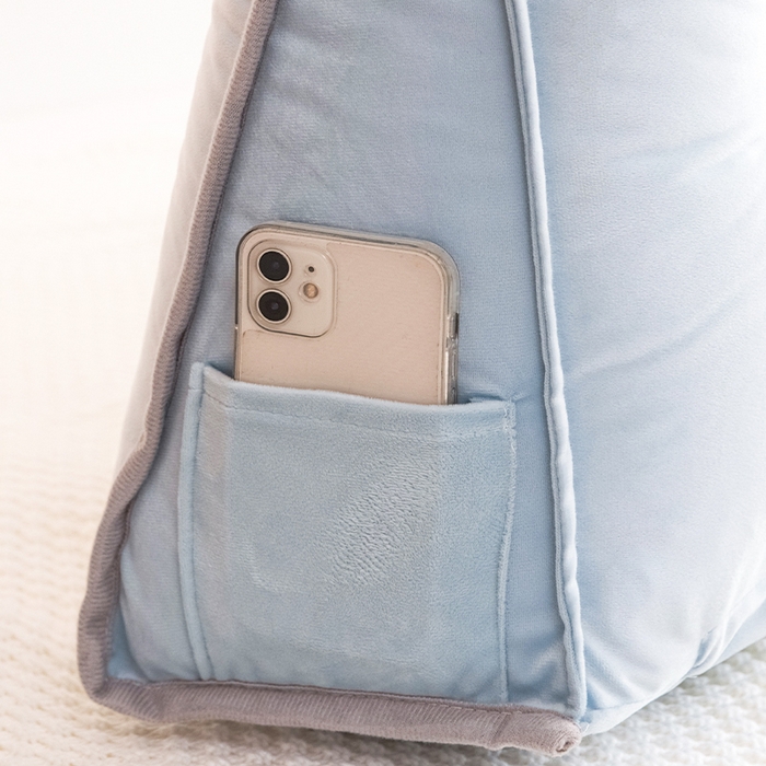 91家纺网 家纺一手货源 找家纺 碧尔家居 2025新款大靠背床头靠垫可拆洗卧室床上靠枕护腰加厚榻榻米防撞软包包边三角荷兰绒 天蓝