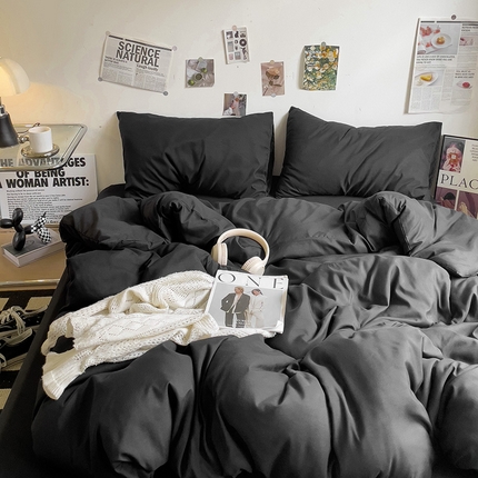 91家纺网 家纺一手货源 找家纺 名品家纺 2024新款纯色双拼四件套 双拼-高级黑