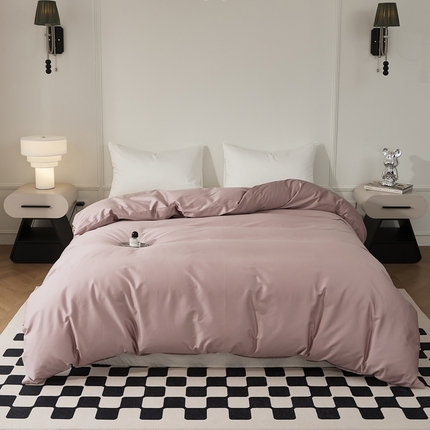 91家纺网 家纺一手货源 找家纺 EH家居 2024新款60支长绒棉纯色单被套 暗粉色