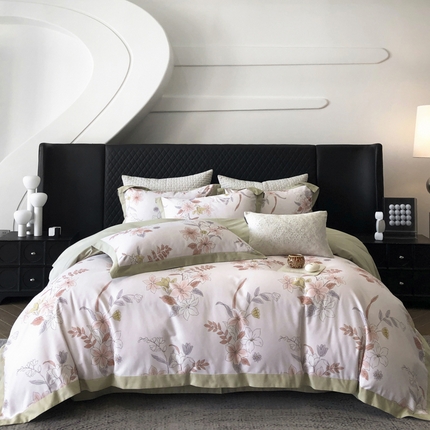 91家纺网 家纺一手货源 找家纺 （总）薏思家纺 2025新款磨毛大飞边工艺四件套-海棠依旧系列