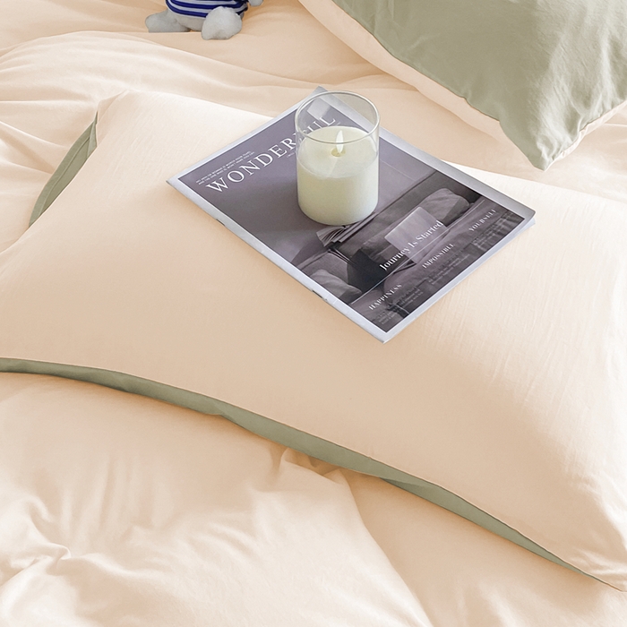 91家纺网 家纺一手货源 找家纺 沃朴家居 2024新款亲肤双拼水洗棉四件套学生三件套 抹茶芝士