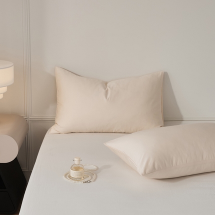 91家纺网 家纺一手货源 找家纺 EH家居 2024新款60支长绒棉纯色单枕套 汉白玉