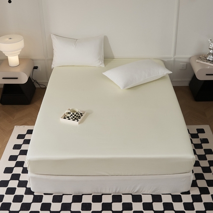 91家纺网 家纺一手货源 找家纺 EH家居 2024新款60支长绒棉纯色单床笠 乳白色