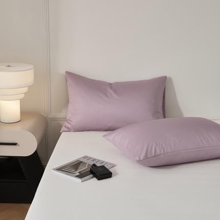 91家纺网 家纺一手货源 找家纺 EH家居 2024新款60支长绒棉纯色单枕套 洋桔梗紫