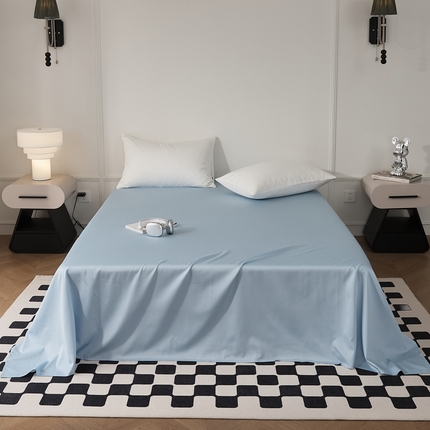 EH家居 2024新款60支长绒棉纯色单床单 柔蓝色