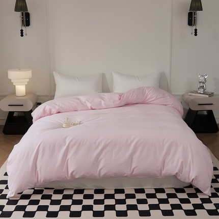 91家纺网 家纺一手货源 找家纺 EH家居 2024新款60支长绒棉纯色单被套 杏花粉