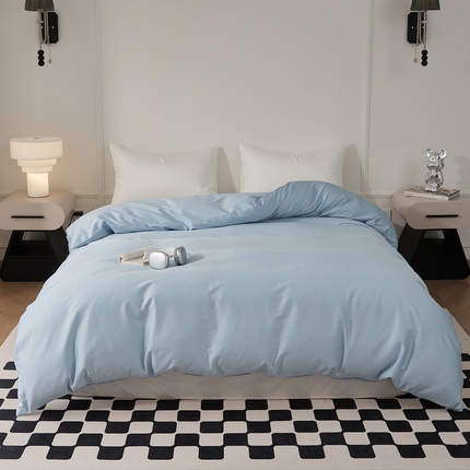 EH家居 2024新款60支长绒棉纯色单被套 柔蓝色