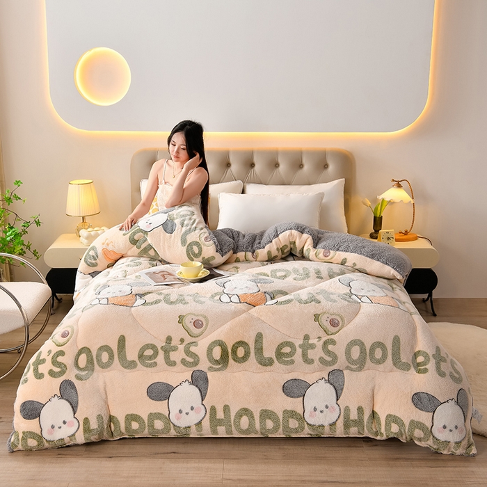 91家纺网 家纺一手货源 找家纺 金多美 2024新款羊羔绒冬被雪花绒被子双面绒被芯秋冬被牛奶绒冬被春秋被 字母狗