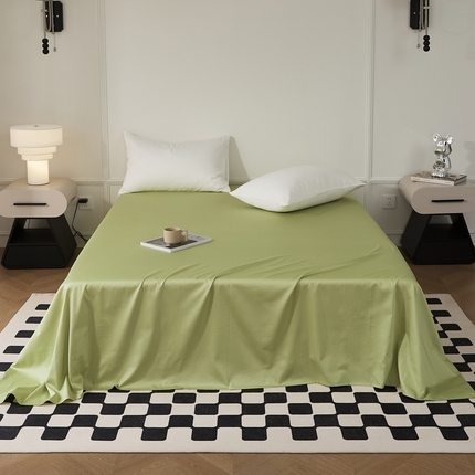 91家纺网 家纺一手货源 找家纺 EH家居 2024新款60支长绒棉纯色单床单 春芽绿