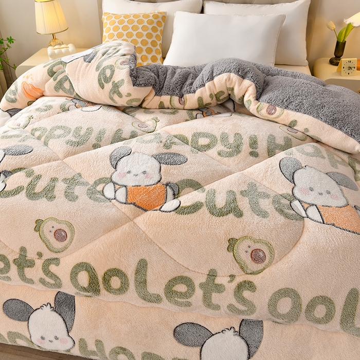 91家纺网 家纺一手货源 找家纺 金多美 2024新款羊羔绒冬被雪花绒被子双面绒被芯秋冬被牛奶绒冬被春秋被 字母狗