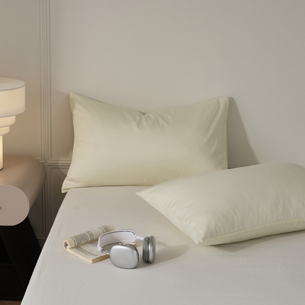 91家纺网 家纺一手货源 找家纺 EH家居 2024新款60支长绒棉纯色单枕套 乳白色